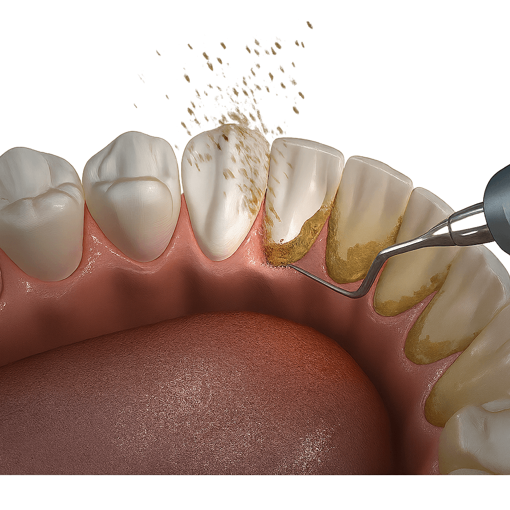 Sorriso de perto mostrando dentes limpos e gengivas saudáveis.