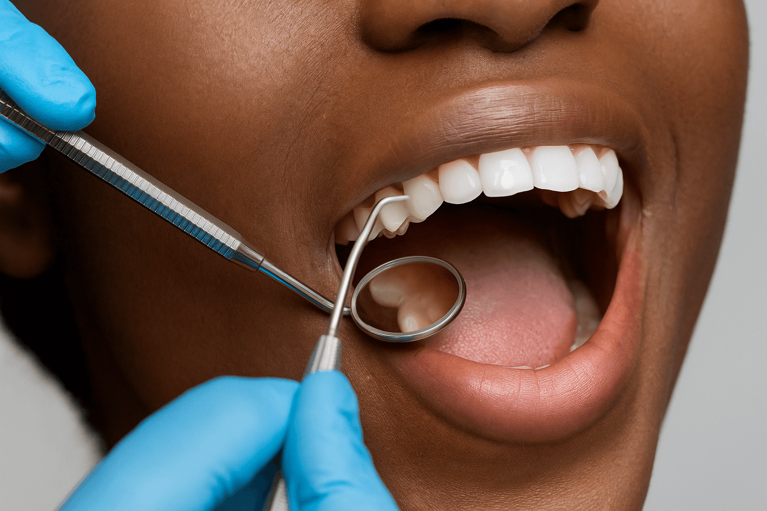 Dentista realizando limpeza dental profissional em paciente na MAAC Odontologia.